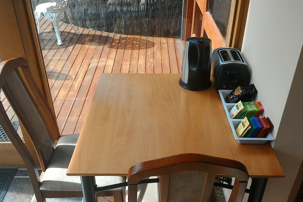 Your Breakfast Table with Kettle, Toaster, Complimentary Tea and Coffee.