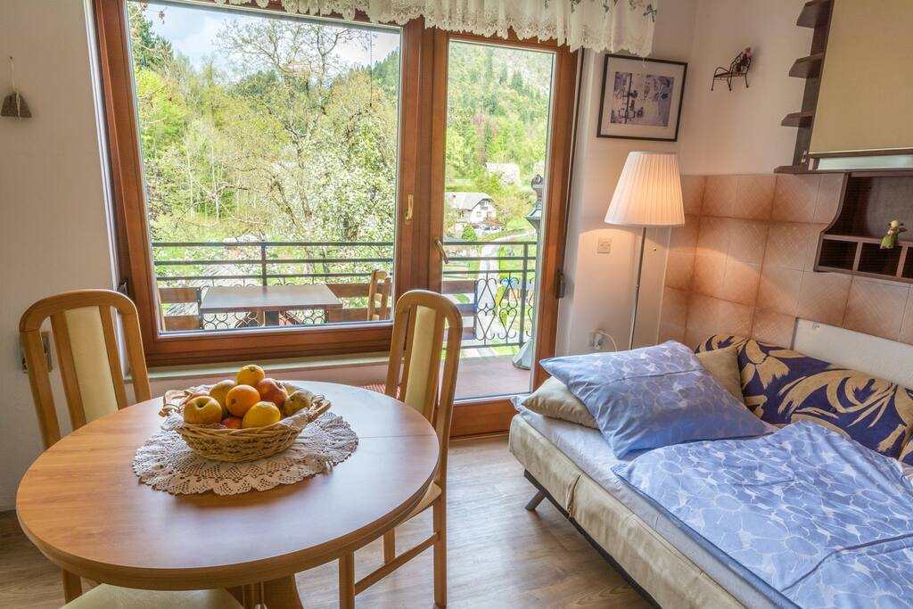kitchen, sofa that can be an extra bed