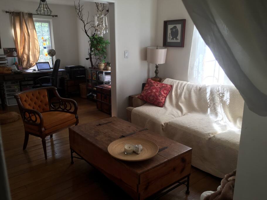 Quaint living room. There is no working TV, sorry.