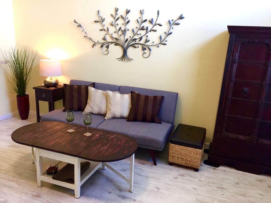 Living Room - comfortable sofa bed when having a guest over.