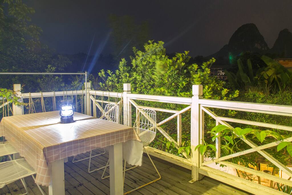 Big balcony at night