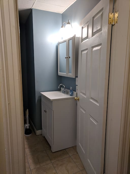 Updated bathroom with shower stall