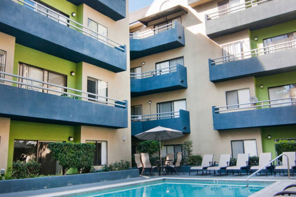 swimming pool area in the building