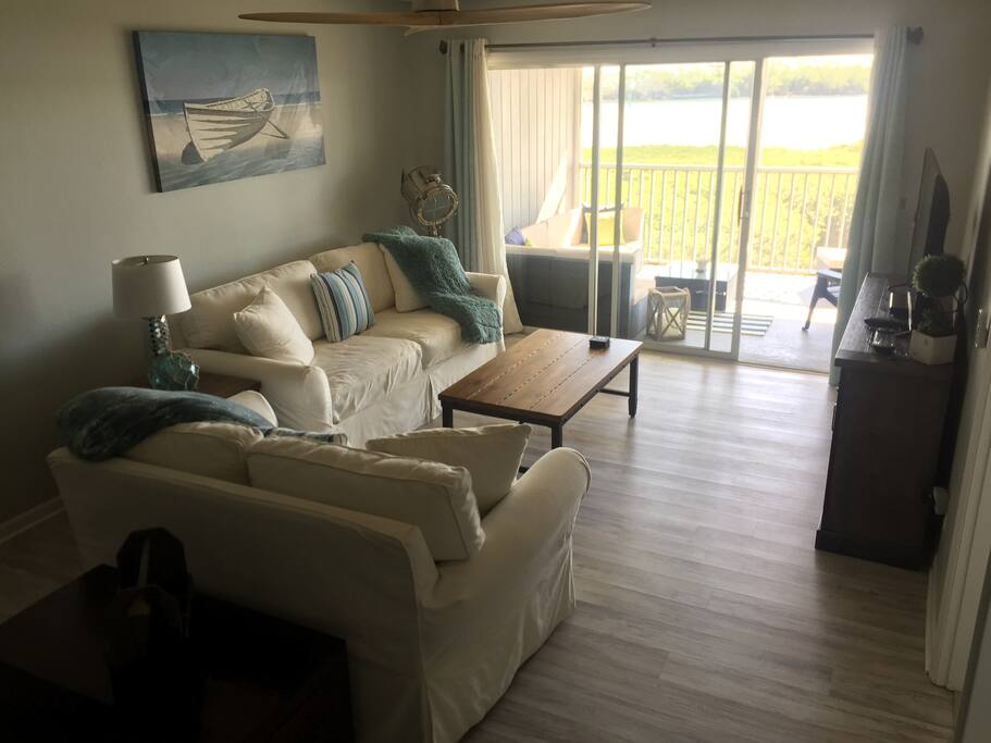 Comfortable living room with pull out memory foam queen sofa bed