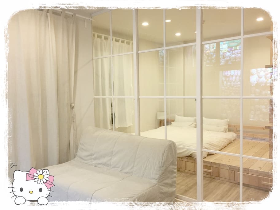 One king cotton mattress, and one sofa bed ( double bed) .