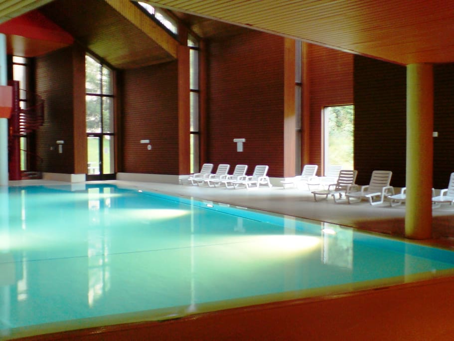 Piscina coperta stupenda con ampio spazio con sdraie, al 1° piano: tavolo ping pong....