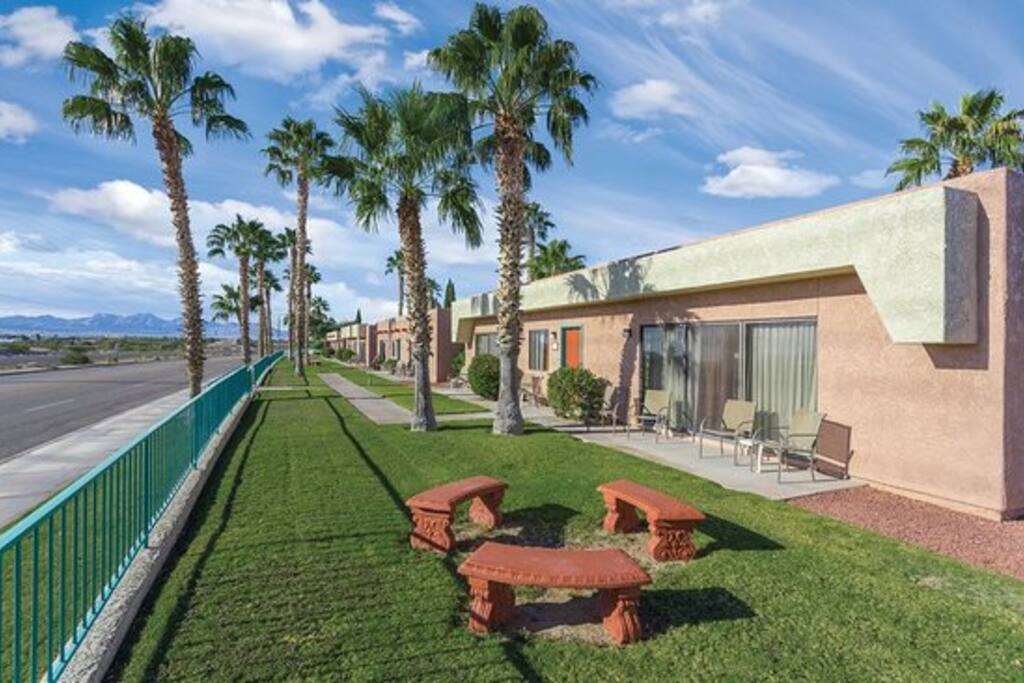 Front side of patio areas