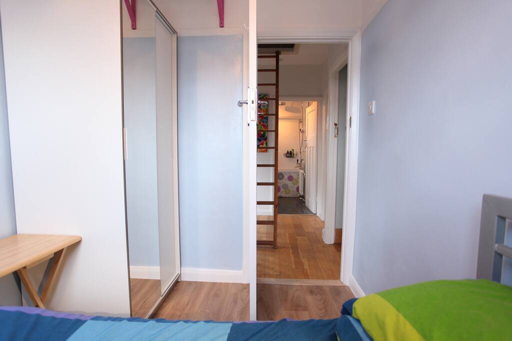 view into hall and family bath room