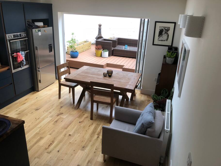 Skylight and bifolding doors to garden keep the property bright throughout