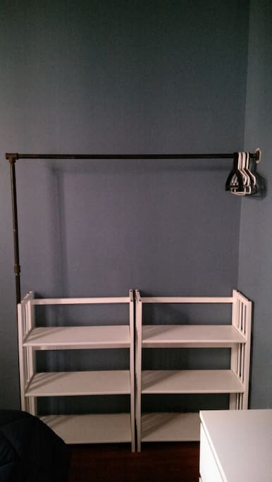 bedroom #3 - clothes hanger and shelves