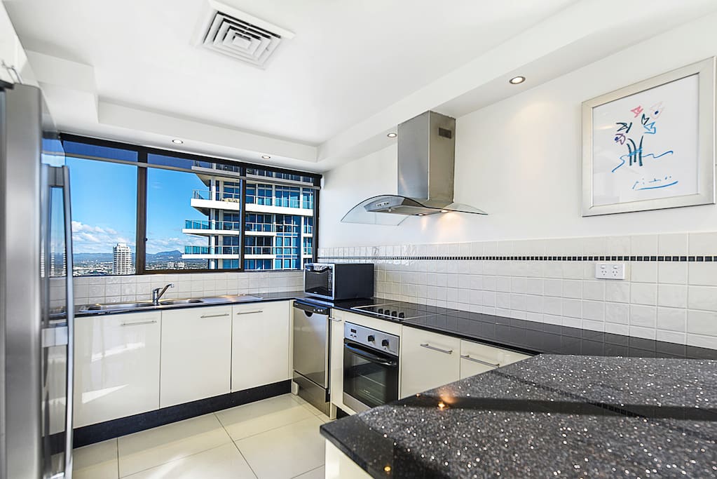 Fully equipped kitchen with hinterland views