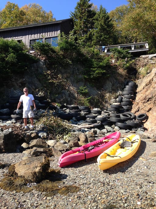 Kayaks on the beach