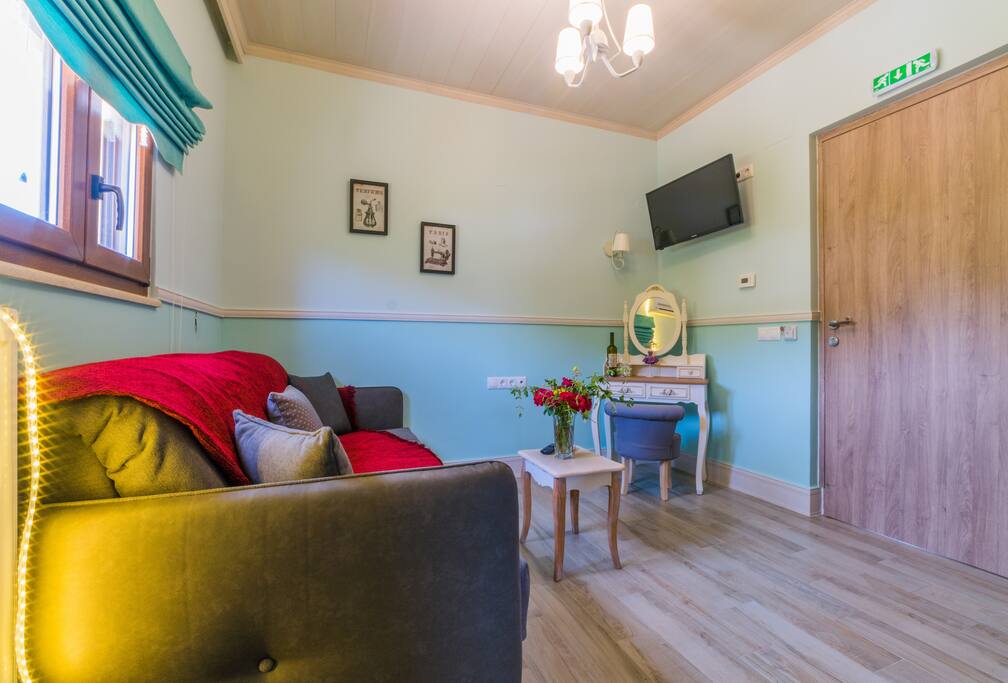 A big sofa. It turns to a double bed