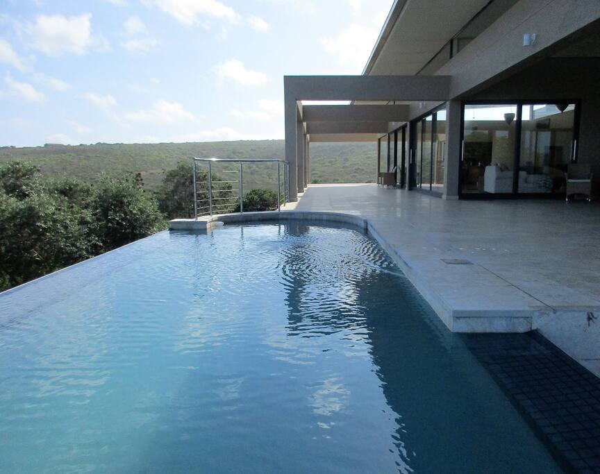 Huge patio with views over estate