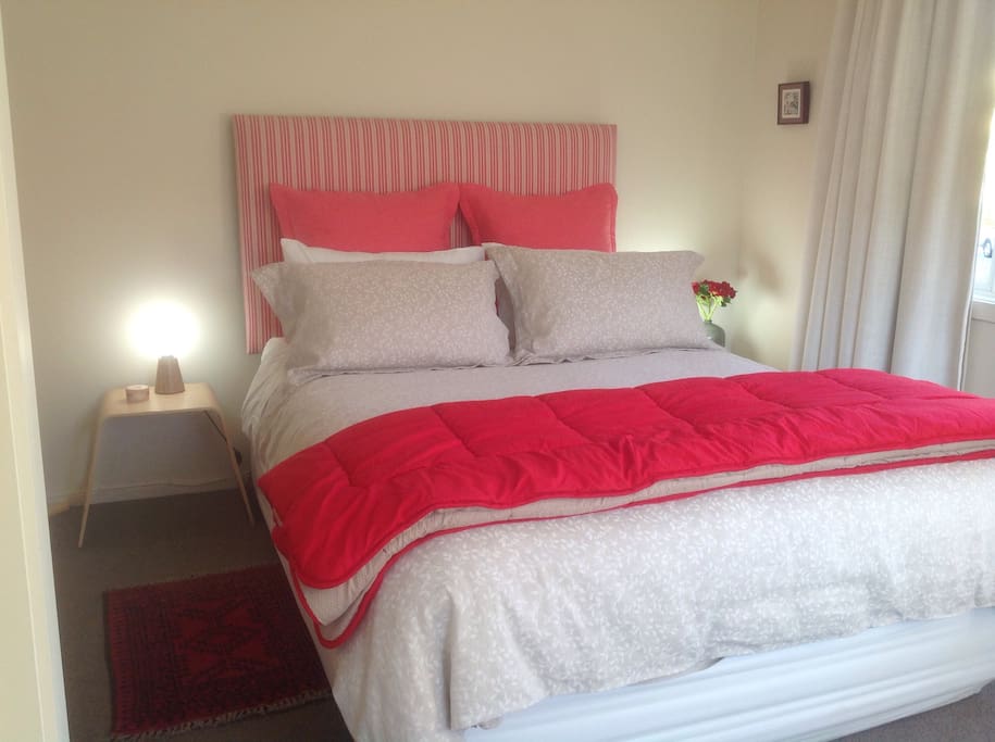 Queen bedroom, TV in room, quiet and private.