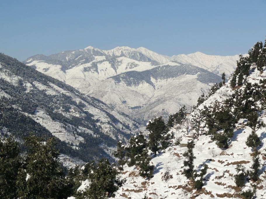 Mountain view during snow