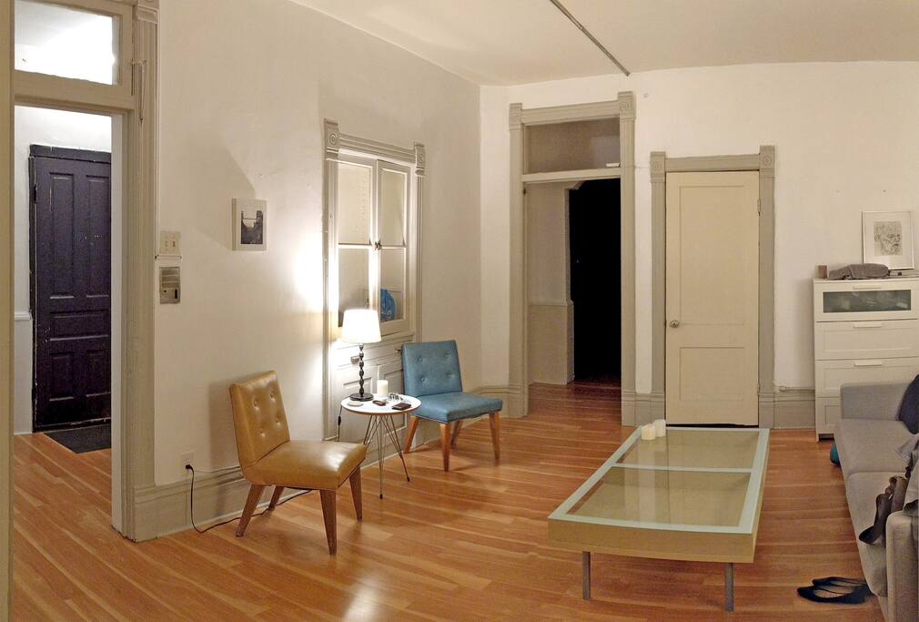 Living room is pleasant and a nice place to read.