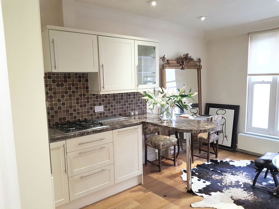 kitchen and study area