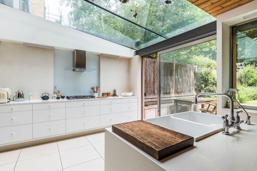 Huge, sunny, modern, well equipped kitchen