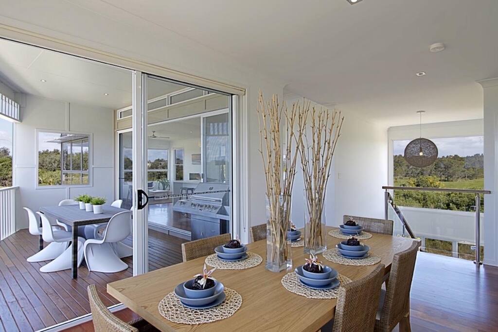 Both dining areas (inside and out)