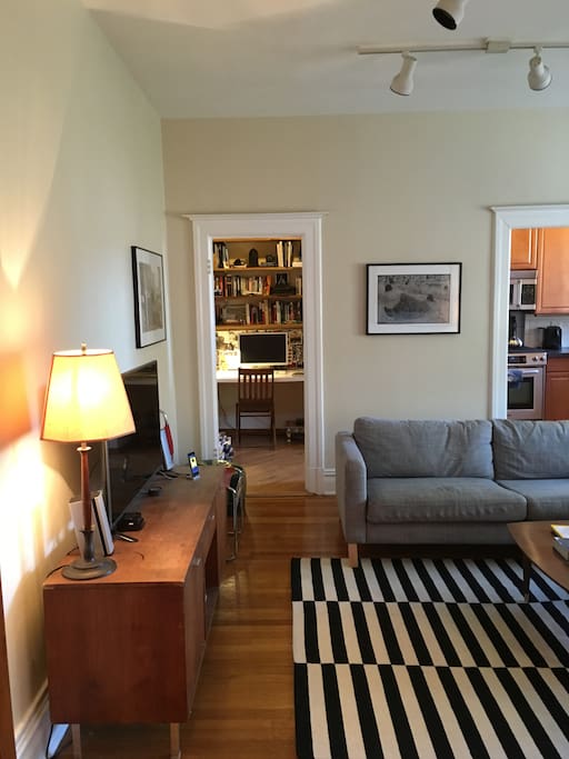 View from living room into kitchen
