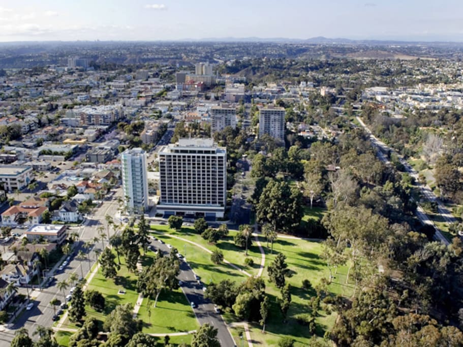 Our unit is on the 15th floor facing south with unobstructed views of Balboa Park, Downtown, Coronado Island, north to Point Loma and south to Tijuana