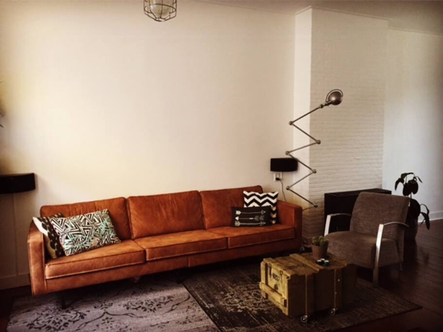 comfortable couch & spacious living room