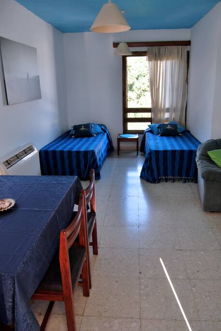 Two single beds in the living room