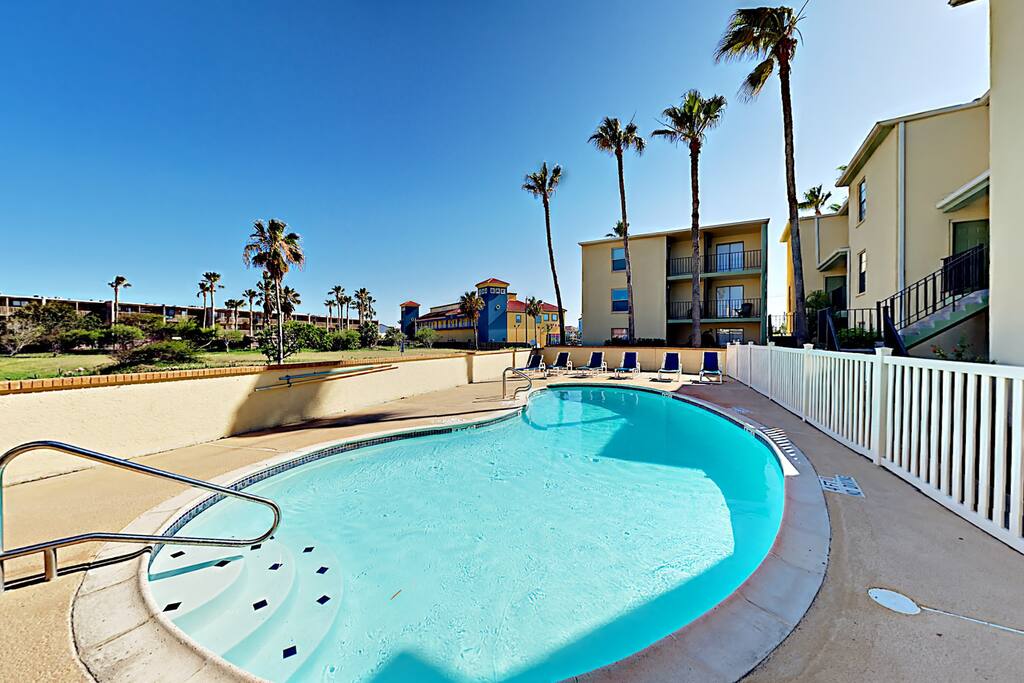 Cool off in the shared swimming pool!