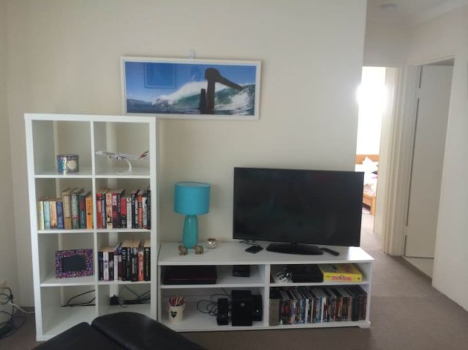 TV with DVD player, Apple TV and Netflix.