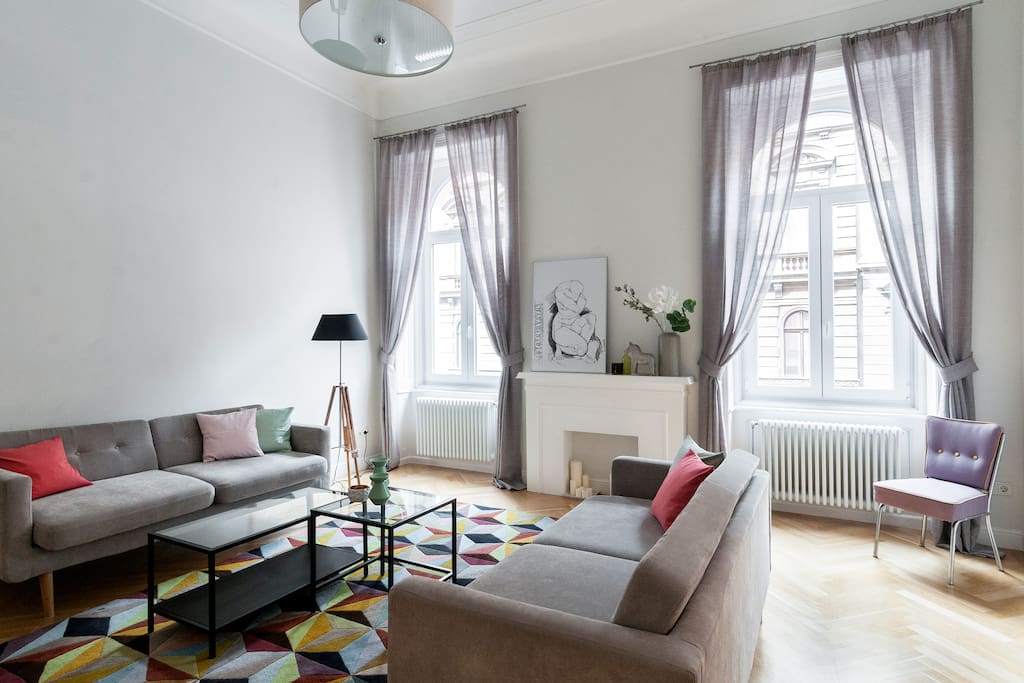 Living Room. Sophisticated design. Triple glazed windows for quiet.