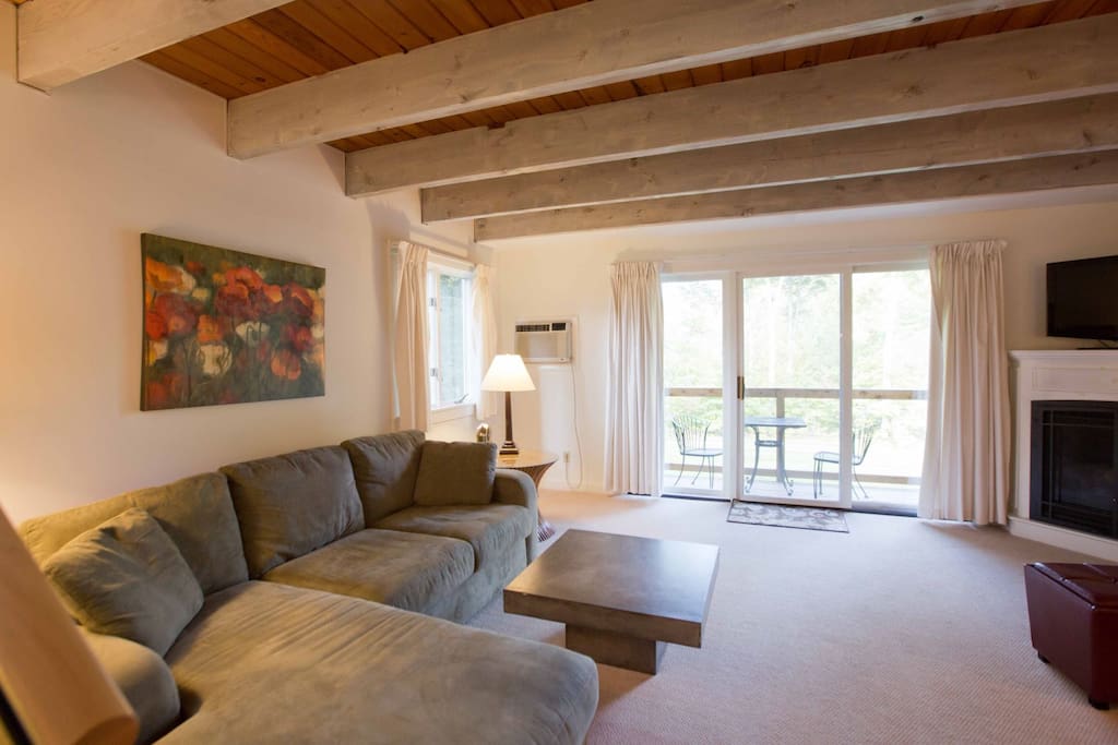 Exposed beams in the living room