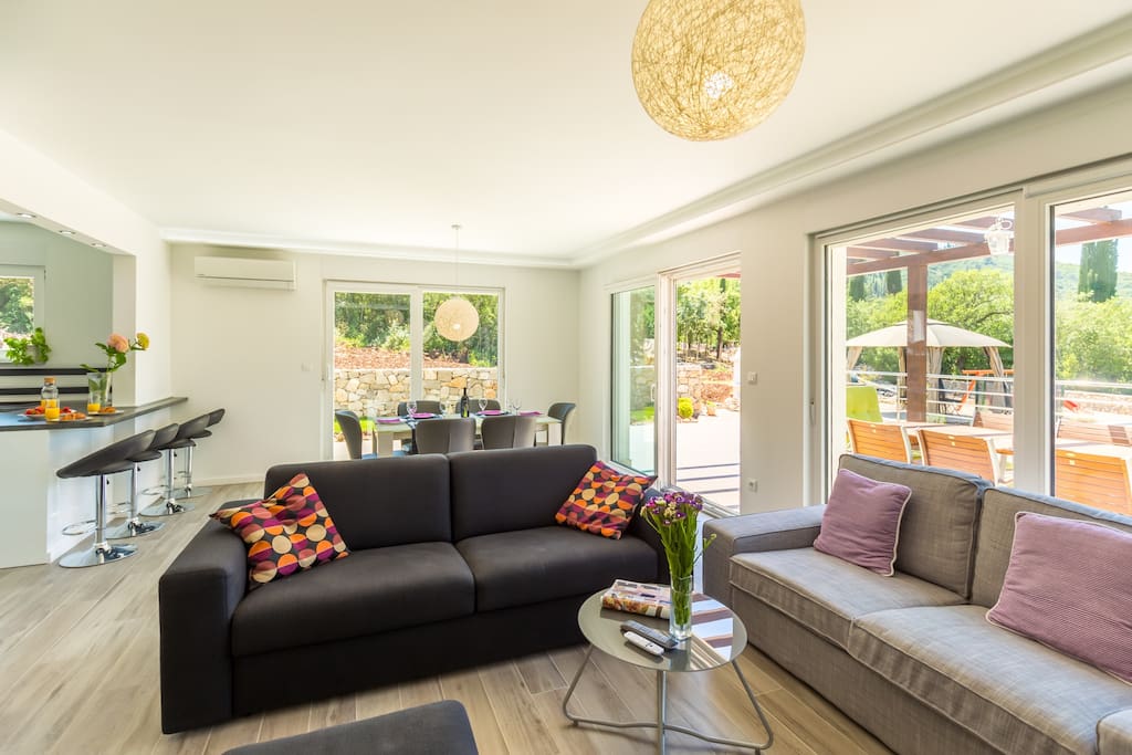 Open space living room and dining room