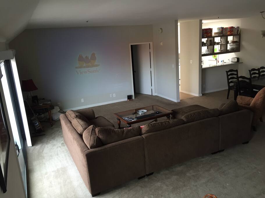 Projector is hooked up to a desktop for watching dvds, netflix, etc.