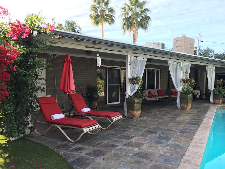 Large covered patio & pool