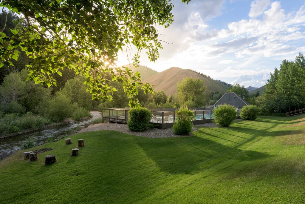 Across from #13, the lawn overlook Warm Springs Creek presents a great place to enjoy a sunset.