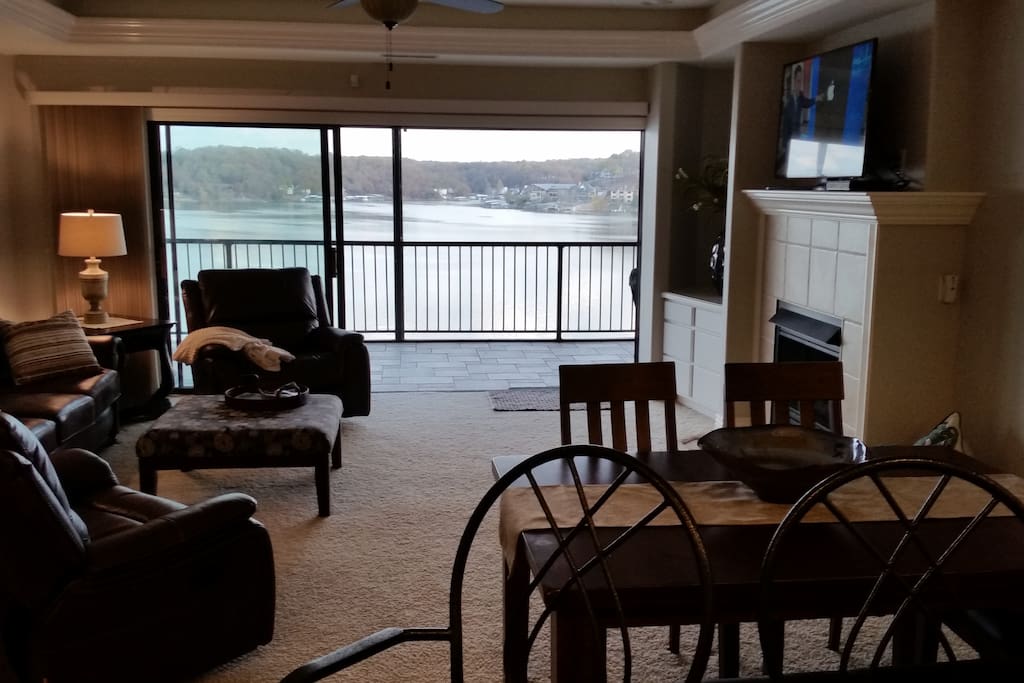 View from the front door. Beautiful view of lake the minute you step in
