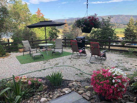 Guest house with a sunset view and private patio.
