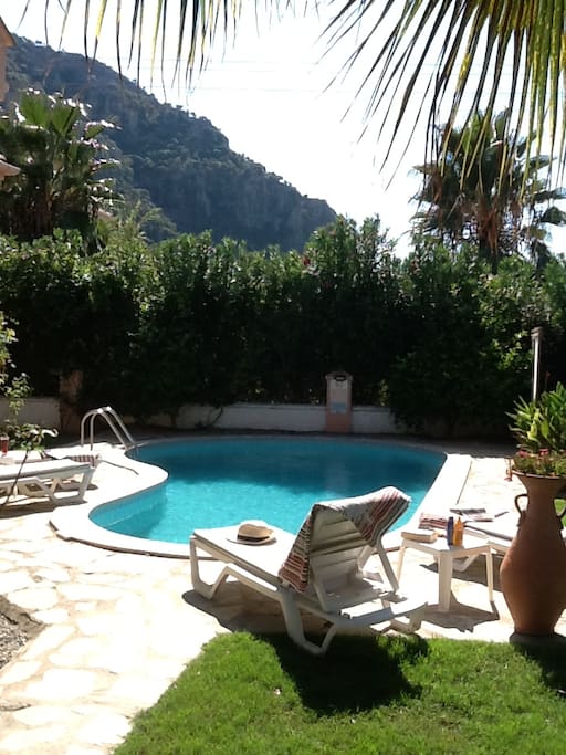 View to the mountains from sun lounger