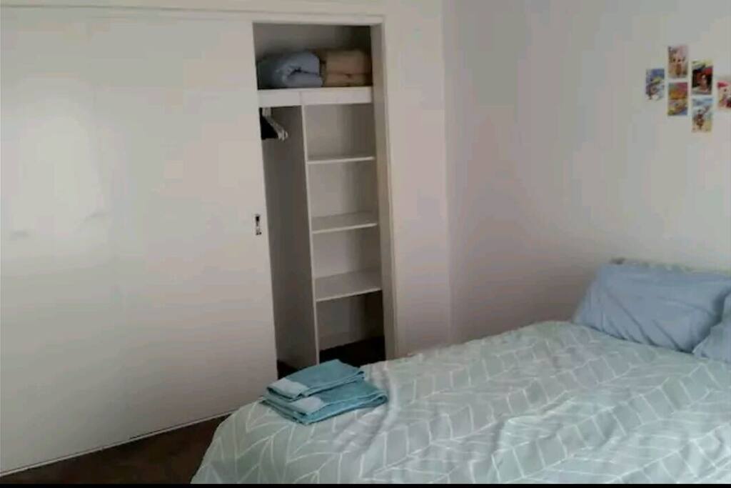 Built in wardrobes with hangers and extra blankets