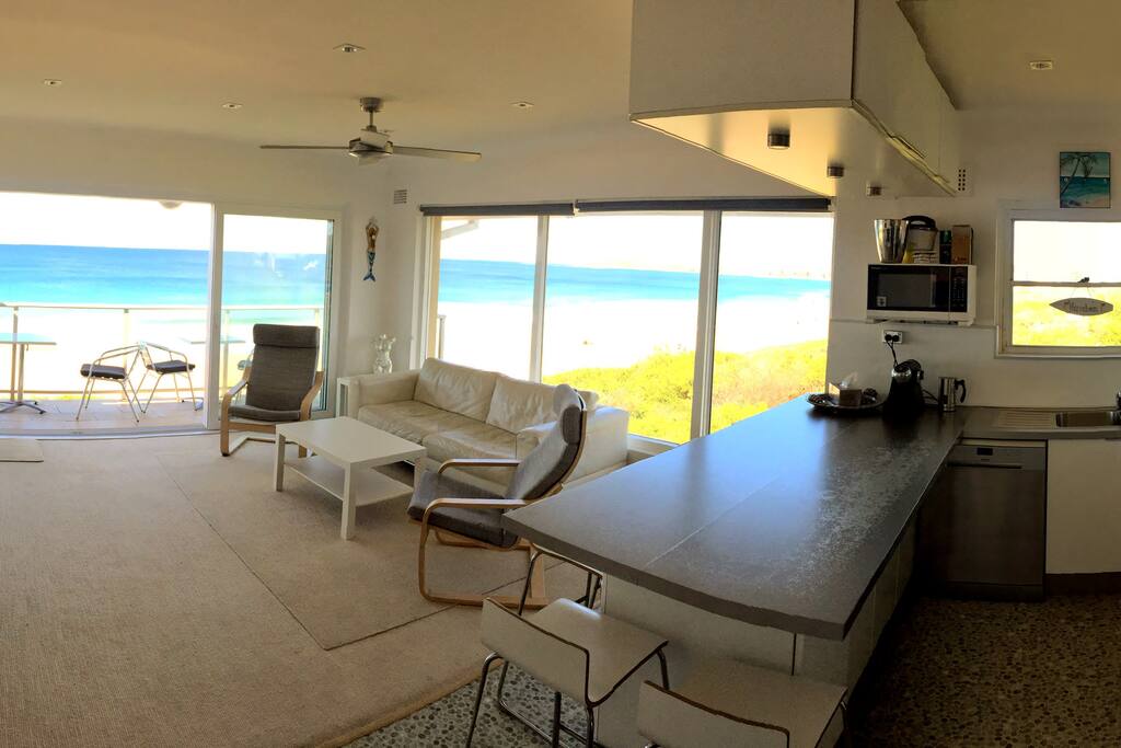 Lounge room and kitchen