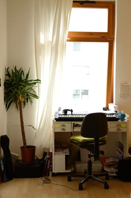 Same room, the desktop and chair with sunlight all day.