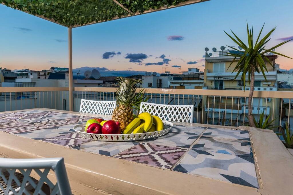 antique table with cement tiles