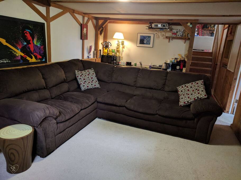 Your sitting room, adjoining the bedroom. Projector, 12 foot screen, playstation with HBOGo, Amazon Prime and Netflix plus DVD library.