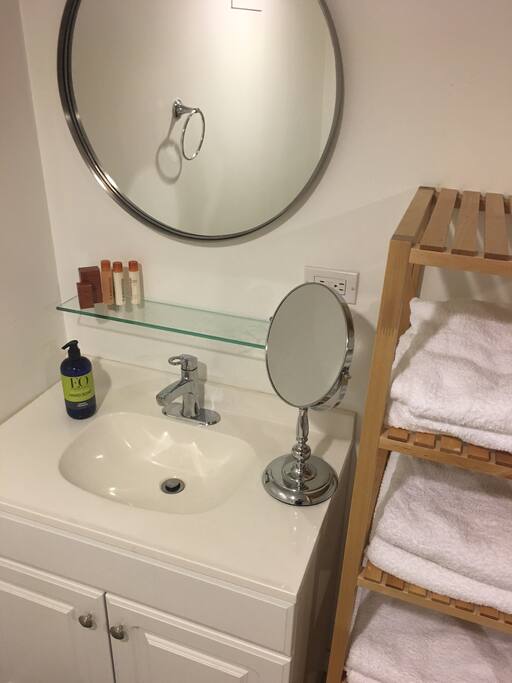 Towels, soap, and shampoo provided in your own private bathroom. All located in our cozy bungalow basement garden apartment.