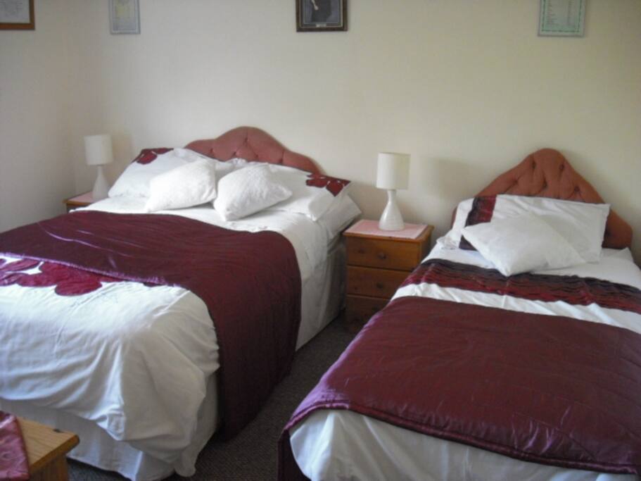 Double and single bed