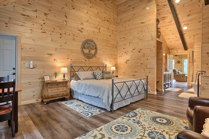 Cathedral ceiling bedroom area