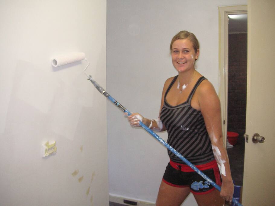 She ran out of money and painted our rooms