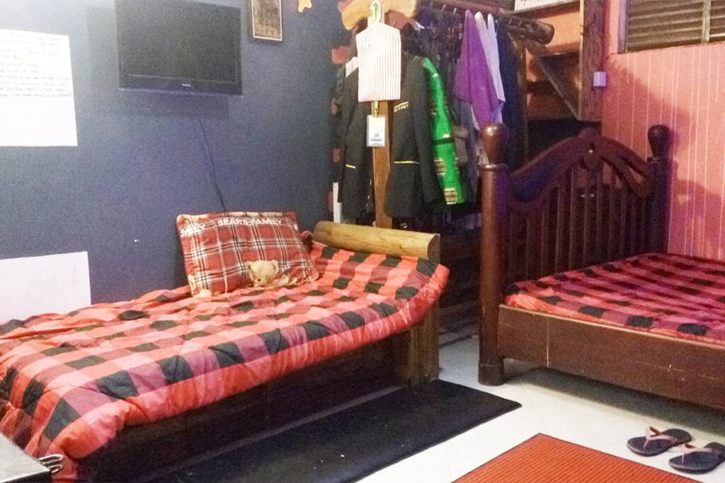 Couch and bed with closet