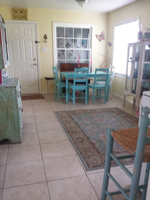 Big open kitchen with plenty of seating, gas stove, dishwasher, all the necessities